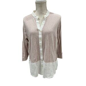 GAP Womens 2-Tone Pink & White Button-Up Shirt Designed Lightweight Cotton Blend